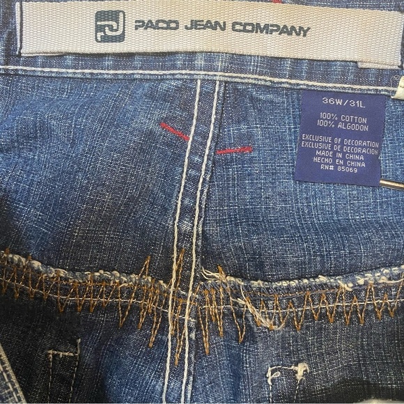 Vintage Y2K  Paco‎ Elite Jeans Patchwork Stitching Baggy Fit Wide Leg 36x31 - Picture 12 of 16